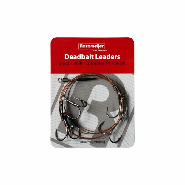 Deadbait Leaders 2x treble 50cm 30lb 2pcs Rozemeijer