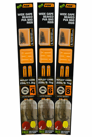 Wide Gape Beaked PVA Camo Ready Rigs Barbed Edges Fox Karpfen Vorfach