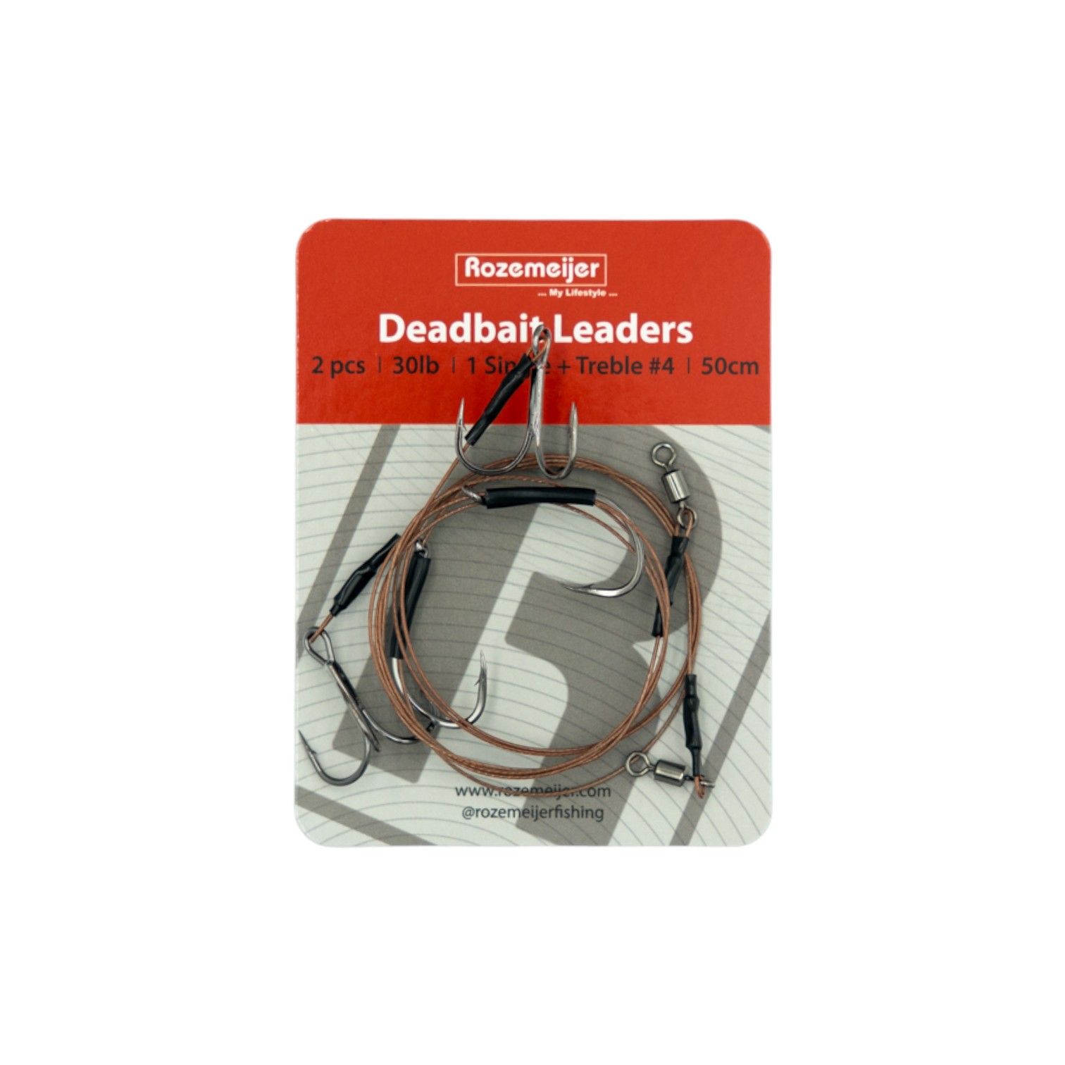 Deadbait Leaders 1x single + treble 50cm 30lb 2pcs Rozemeijer