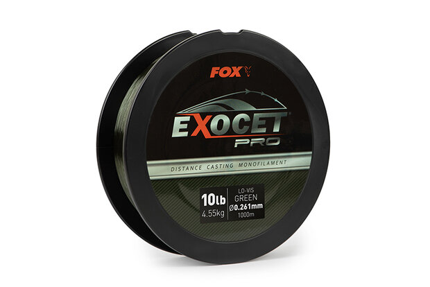 Pro Monofilament Lo-Vis Green X1000M Exocet Fox 10LB (4.55KGS) 0.261MM
