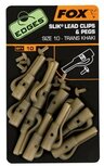 Lead Clips & Pegs SZ 10 Trans Khaki X10 Slik Edges Fox Lead Clips & Pegs SZ 10 Trans Khaki X10 Slik Edges Fox