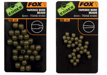 Tapered Bore Beads Trans Khaki 6MM X30 Edges Fox